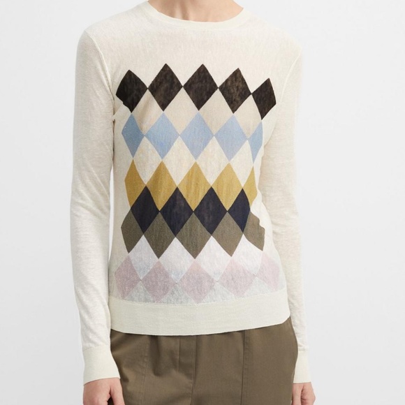 Theory Sweaters - NWT Theory Linen Blend Diamond Pullover Sz L